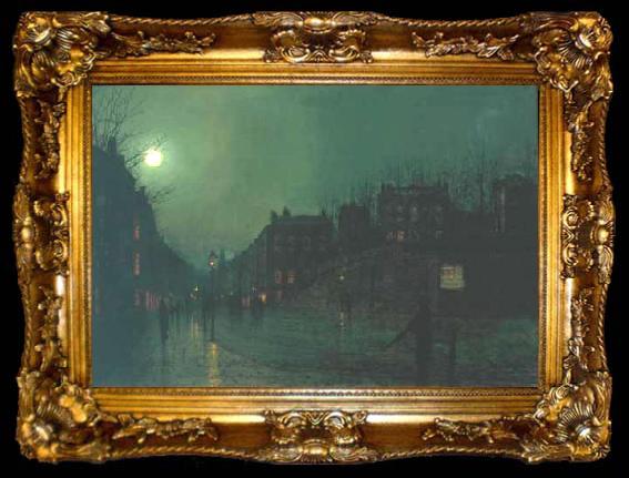 framed  Atkinson Grimshaw View of Heath Street by Night, ta009-2